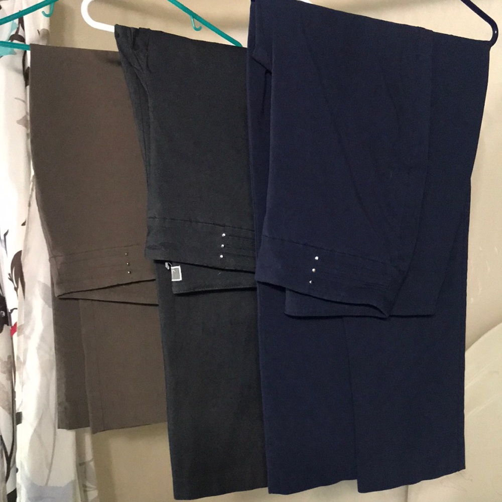 sz L/14 Dress slacks, firm, stretch fabric, flexible for weight fluctuations.